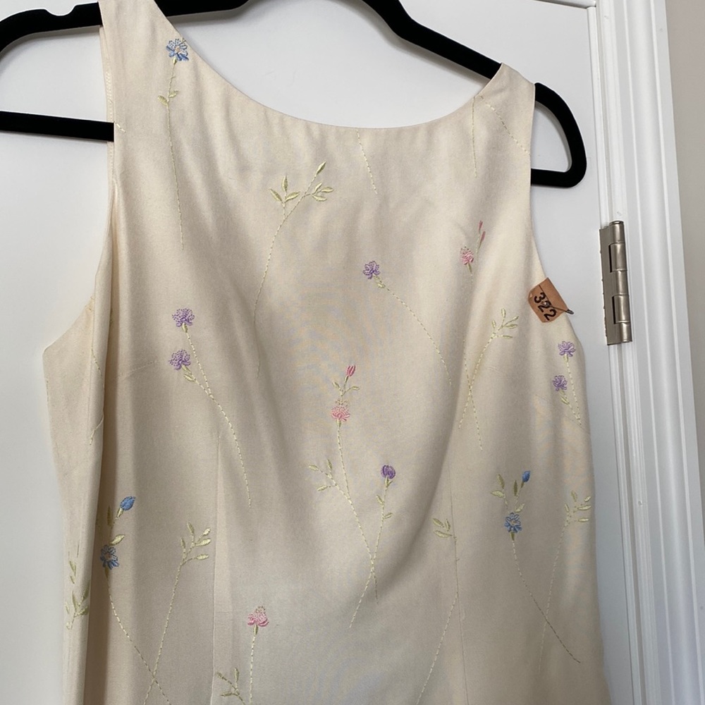 Vintage Silk Floral Embroidered Dress